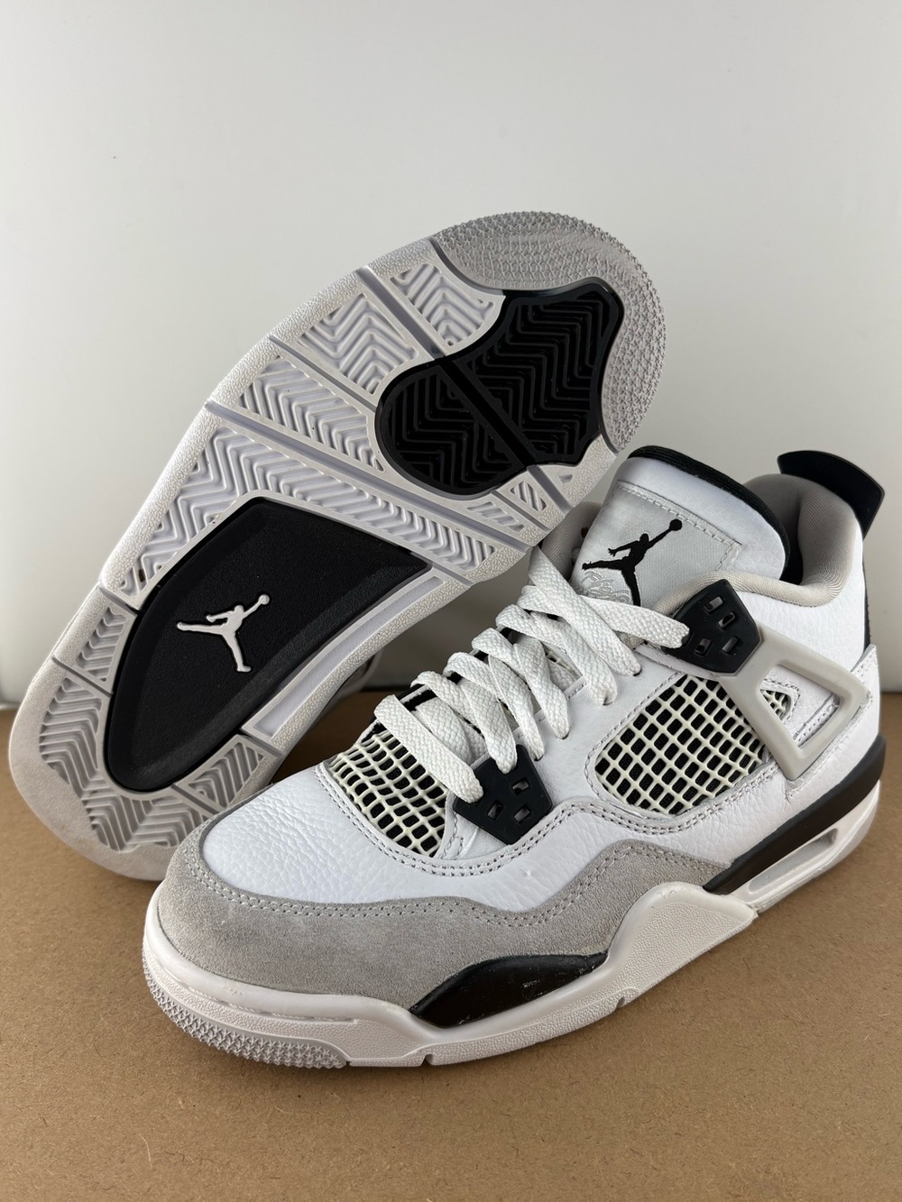 Nike Air Jordan 4 Retro Military Black White 408452-111 Gradeschool Gs Size 4Y